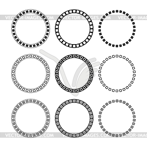 Set of rings made of squares. Empty and filled - vector image