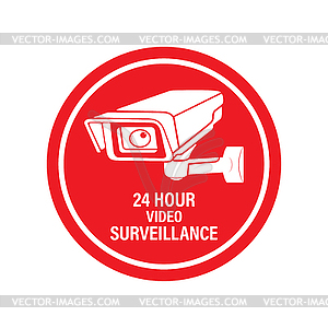 24 hours video surveillance. video surveillance sign - vector image