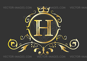 Golden stylized letter H of Latin alphabet. Monogra - vector clipart