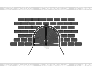 Стена с воротами. значок для тематического дизайна - векторное изображение EPS