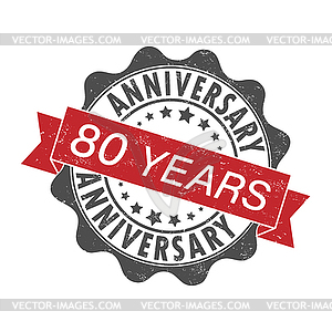 Stamp impression with inscription 80 years - vector clip art