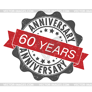 Stamp impression with inscription 60 years - vector clipart