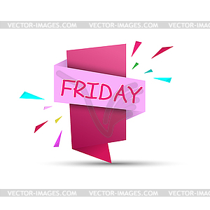 FRIDAY. Colored banner with name of day of week - vector image