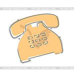 Phone with outline and color silhouette in comic - vector clip art