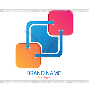 Interlacing of squares. Color template for logo, - vector image