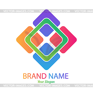 Interlacing of squares. Color template for logo, - vector clipart