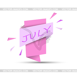 JULY. Colored banner with name of month of year - vector image