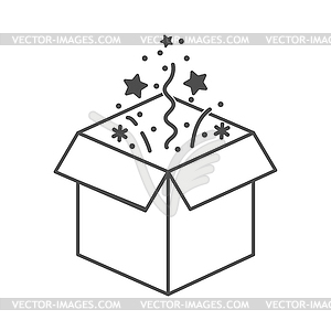 Box with surprise, an illusion, or firework display - vector image