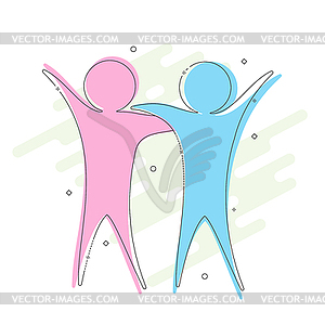 Силуэты двух обнимающихся людей. для творческого д - векторный клипарт / векторное изображение