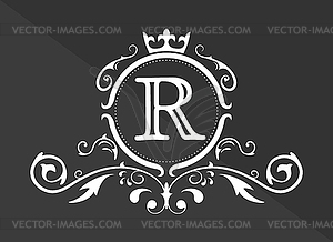 Stylized letter R of Latin alphabet. Monogram - vector image