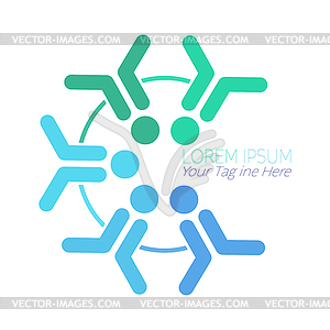 Community icon, social networks, team of friends. - vector clip art