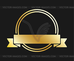 Gold round frame with ribbon. for logo, cong - vector image