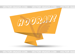 Orange banner with word HOORAY. Simple - vector image