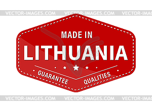 MADE IN LITHUANIA, guarantee quality. Label, sticke - vector image