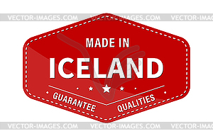 MADE IN ICELAND, guarantee quality. Label, sticker - vector image