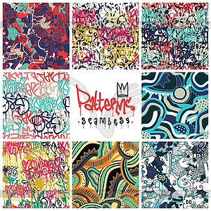 Graffiti seamless patterns set - vector clipart / vector image
