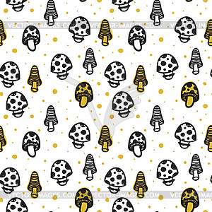 Seamless pattern with mushrooms - vector clipart