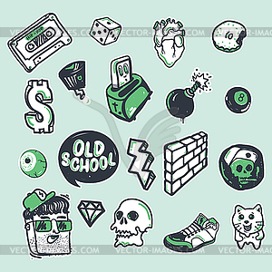 Fashion patch badges - color vector clipart