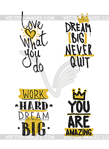 Color inspirational set, motivational quotes - vector clipart