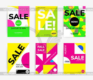 Minimal geometric posters set - vector image