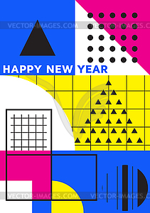 Bright festive New Year poster - vector image