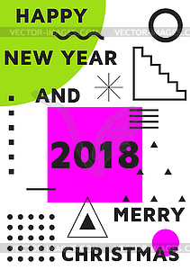 Bright festive New Year poster - vector clip art