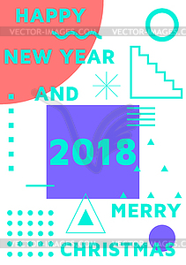 Bright festive New Year poster - vector image