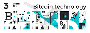 Set abstract background bitcoin technology - vector image