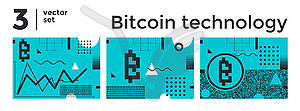 Set abstract background bitcoin technology - vector clipart