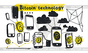 Abstract bitcoin technology - vector clipart