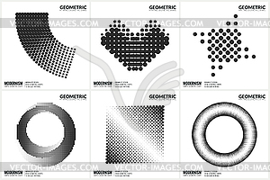 Универсальные полутоновые геометрические фигуры для дизайна - векторный клипарт Royalty-Free
