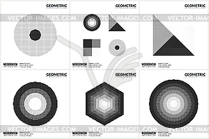 Universal Halftone Geometric Shapes For Design - vector image