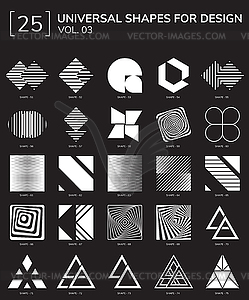 Geometric Shapes Logo - white & black vector clipart