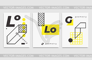 Set universal trend posters Linear geometric shapes - vector image