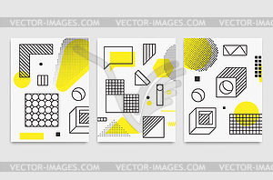 Set universal trend posters Linear geometric shapes - vector image