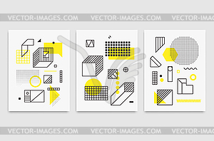 Set universal trend posters Linear geometric shapes - vector image
