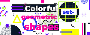Geometric figures collection. Universal colorful - vector clipart