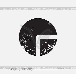 Geometric simple shape in grunge retro style - vector image
