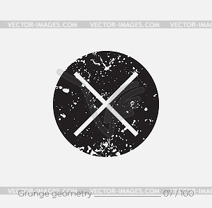 Geometric simple shape in grunge retro style - vector clip art