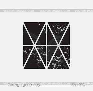 Geometric simple shape in grunge retro style - vector image