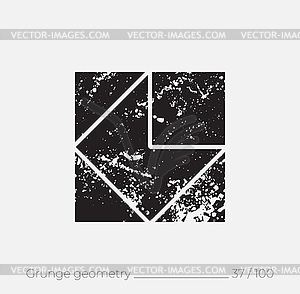 Geometric simple shape in grunge retro style - vector image