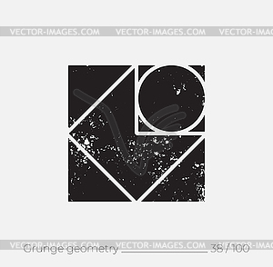 Geometric simple shape in grunge retro style - vector image