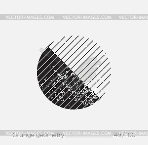 Geometric simple shape in grunge retro style - vector image