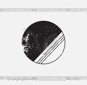 Geometric simple shape in grunge retro style - vector image