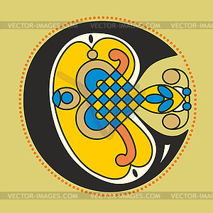 Ornamental Celtic initial letter C - vector image