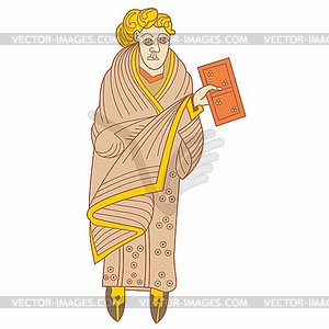 Celtic medieval evangelist with book - vector image