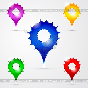 Set of bright map pointers - vector clipart / vector image