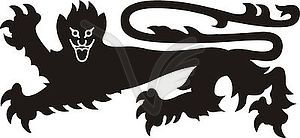 Heraldic lion tattoo. Black / white silhouette - vector clipart / vector image