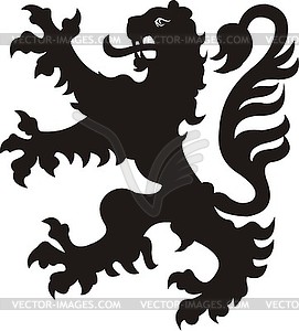 Heraldic lion tattoo. Black / white silhouette - vector clipart