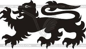 Heraldic lion tattoo. Black / white silhouette - vector image